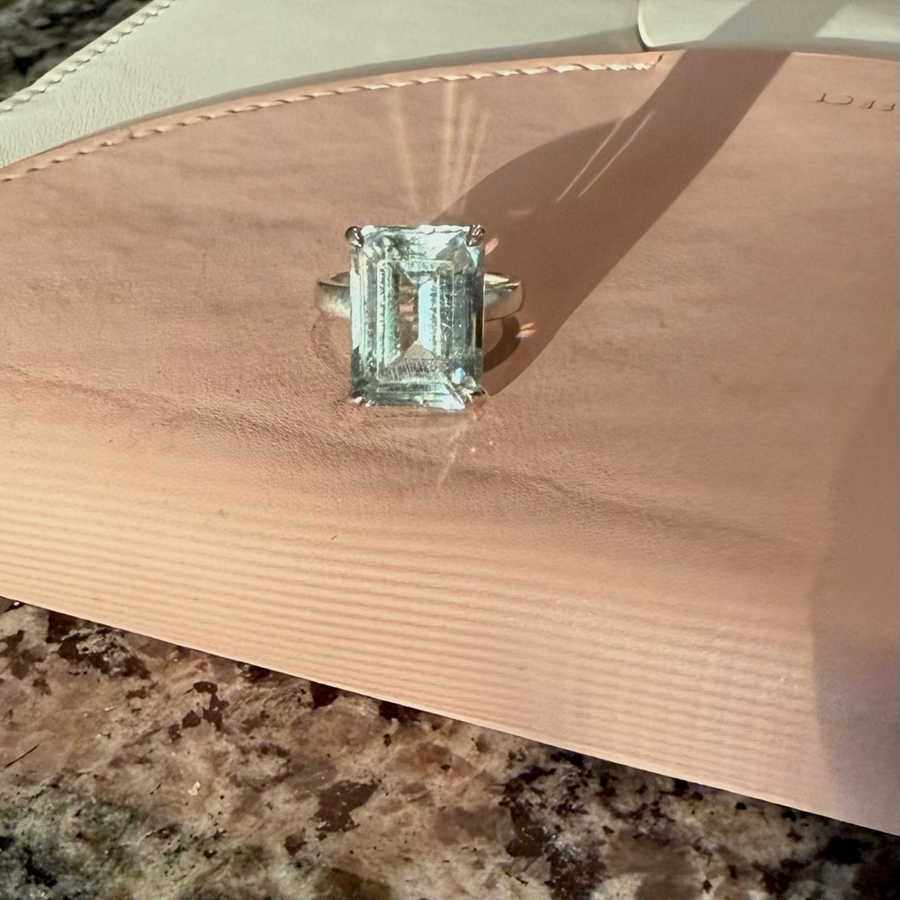 Tiffany & Co. Silver Ring with Green Amethyst Stone